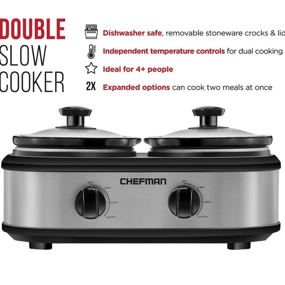 Chefman RJ15-125-D Double Slow Cooker & Buffet Server
